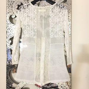 White sheer lace blouse size S